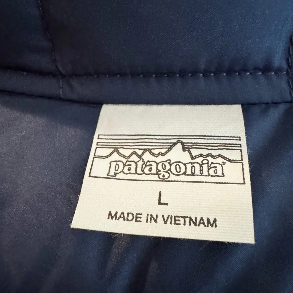 Patagonia Reversible Bivy Puffer Down Vest blue and red jacket